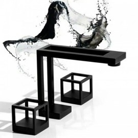 Elegant Black Geometric Shaped Basin Faucet For Bathroom