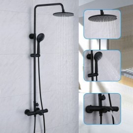 Thermostatic Solid Brass Shower Faucet For Bathroom Single Black