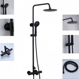 Thermostatic Solid Brass Shower Faucet For Bathroom Single Black