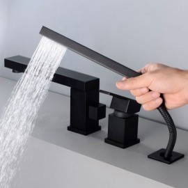 Modern Bathtub Faucet With Hand Shower For Bathroom Black/Gold