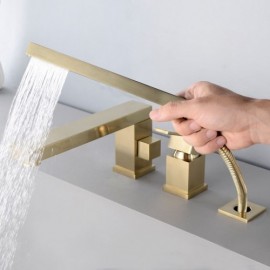 Modern Bathtub Faucet With Hand Shower For Bathroom Black/Gold