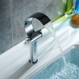 Chrome Waterfall Basin Mixer For Bathroom