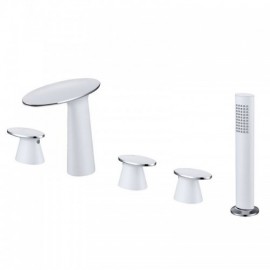 Modern 3-Handle White Chrome Bathtub Faucet For Bathroom