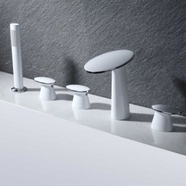 Modern 3-Handle White Chrome Bathtub Faucet For Bathroom