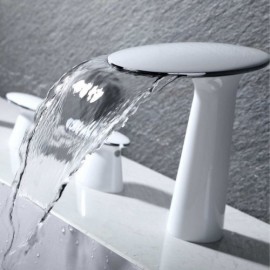 Modern 3-Handle White Chrome Bathtub Faucet For Bathroom