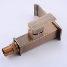 Retro Brass Waterfall Basin Faucet For Bathroom