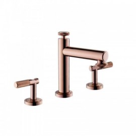 Rose Gold Basin Mixer With 2 Handles 3 Holes