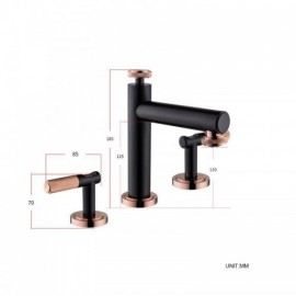 Rose Gold Basin Mixer With 2 Handles 3 Holes