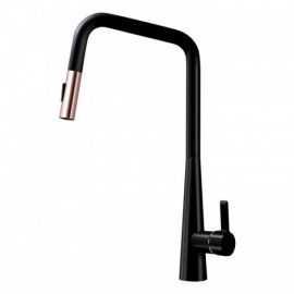Black Hot And Cold Kitchen Faucet With Removable Nozzle