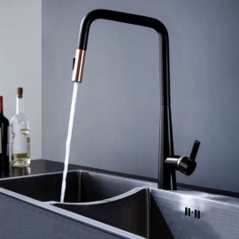 Black Hot And Cold Kitchen Faucet With Removable Nozzle
