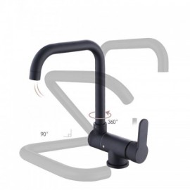 Sleek Black Kitchen Faucet Made Of Solid Brass Rotatable Design