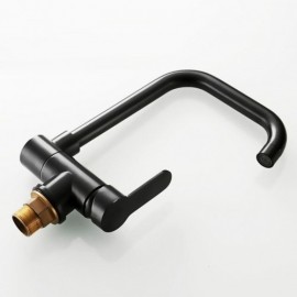 Sleek Black Kitchen Faucet Made Of Solid Brass Rotatable Design