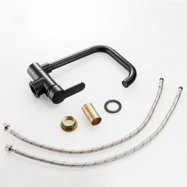 Sleek Black Kitchen Faucet Made Of Solid Brass Rotatable Design