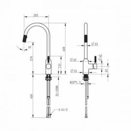 Black/Gold Copper Kitchen Mixer Faucet With Retractable Nozzle