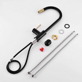 Black/Gold Copper Kitchen Mixer Faucet With Retractable Nozzle