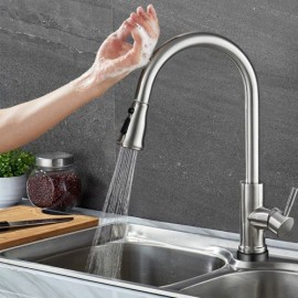 Contemporary Kitchen Faucet In 304 Stainless Steel Touch Control