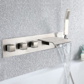 Modern Bathtub Faucet With Hand Shower 3 Handles