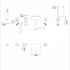 Pure Black Bathtub Faucet With Hand Shower And 3 Handles