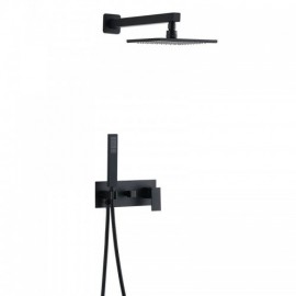 Black Recessed Shower Faucet With Hand Shower For Bathroom