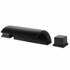 Solid Brass Waterfall Black Bathtub Faucet With 2 Handles