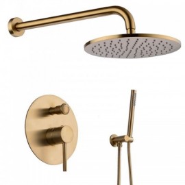 Recessed Shower Faucet With Hand Shower Black/Gold 3 Holes