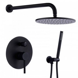 Recessed Shower Faucet With Hand Shower Black/Gold 3 Holes