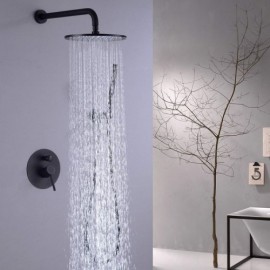 Recessed Shower Faucet With Hand Shower Black/Gold 3 Holes