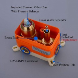 Recessed Shower Faucet With Hand Shower Black/Gold 3 Holes