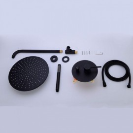 Recessed Shower Faucet With Hand Shower Black/Gold 3 Holes