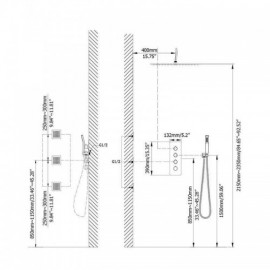 Recessed Black Shower Faucet With 3 Massage Shower Jets