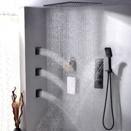 Recessed Black Shower Faucet With 3 Massage Shower Jets
