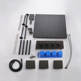 Recessed Black Shower Faucet With 3 Massage Shower Jets