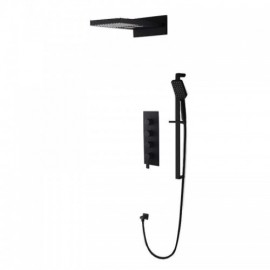 Recessed Black Shower Faucet With Hand Shower 4 Handles