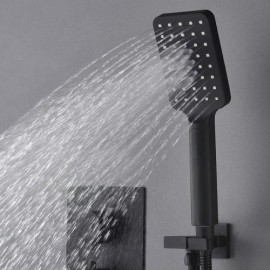 Recessed Black Shower Faucet With Hand Shower 4 Handles