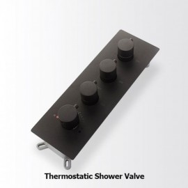 Recessed Black Shower Faucet With Hand Shower 4 Handles