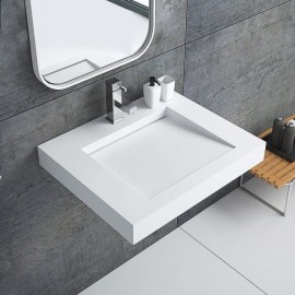 Rectangle Wall-Mounted Artificial Stone Sink With Slope For Bathroom