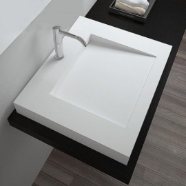 Rectangle Wall-Mounted Artificial Stone Sink With Slope For Bathroom
