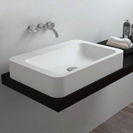 Artificial Stone Countertop Sink Rectangle Thickened Border For Bathroom