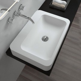 Artificial Stone Countertop Sink Rectangle Thickened Border For Bathroom