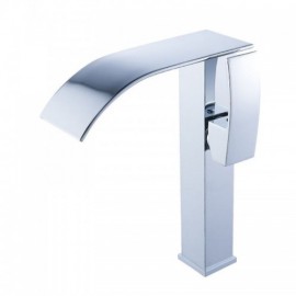 Chrome Waterfall Basin Faucet For Bathroom Simple Modern