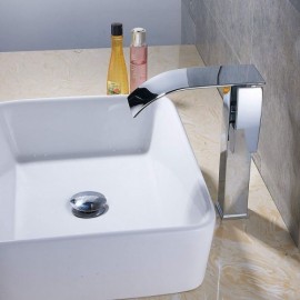 Chrome Waterfall Basin Faucet For Bathroom Simple Modern