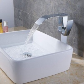 Chrome Waterfall Basin Faucet For Bathroom Simple Modern