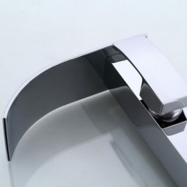 Chrome Waterfall Basin Faucet For Bathroom Simple Modern