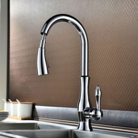 Modern Solid Brass Seated Kitchen Faucet With Removable Nozzle