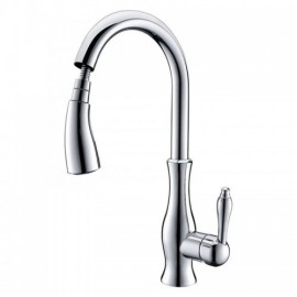 Modern Solid Brass Seated Kitchen Faucet With Removable Nozzle