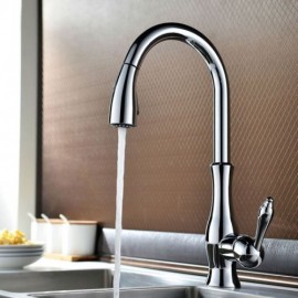 Modern Solid Brass Seated Kitchen Faucet With Removable Nozzle