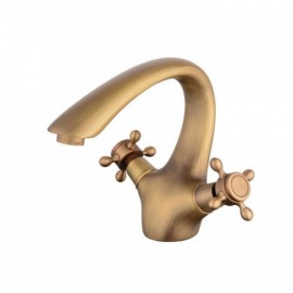 Single Hole Lavatory Faucet 2 Handles Antique Brass