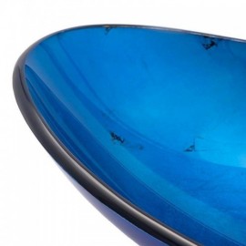 Countertop Washbasin Tempered Glass L 54Cm Blue With Faucet For Bathroom Toilets