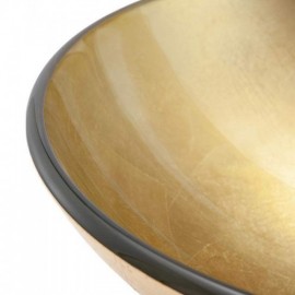 Countertop Washbasin Round Tempered Glass Gold With Faucet For Bathroom
