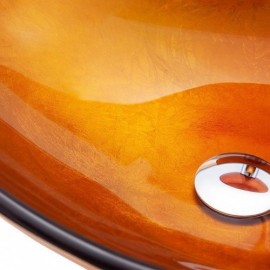 Yellow Tempered Glass Waterfall Countertop Sink With Faucet For Bathroom